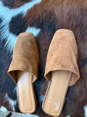 Banana Republic Soft Mule Slides Cognac Sz 9